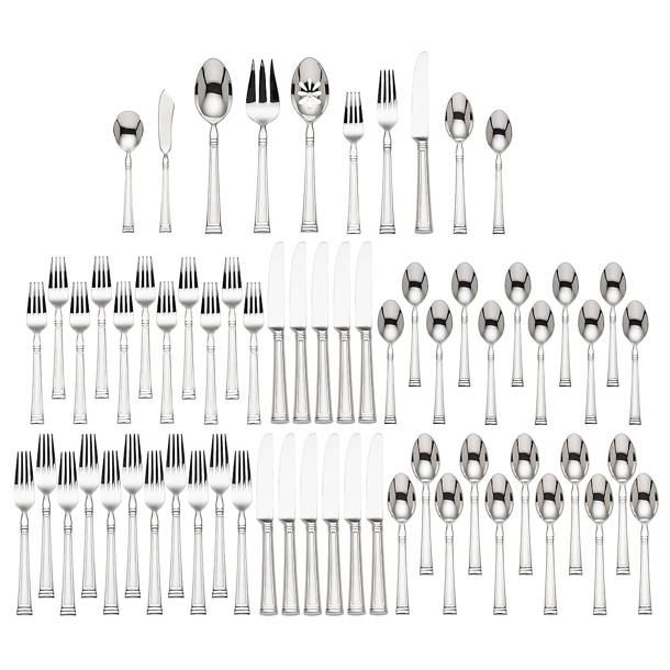 Lenox Sculpt 65 Piece 18/10 Stainless Steel Flatware Set, Service for 12 & Reviews Wayfair